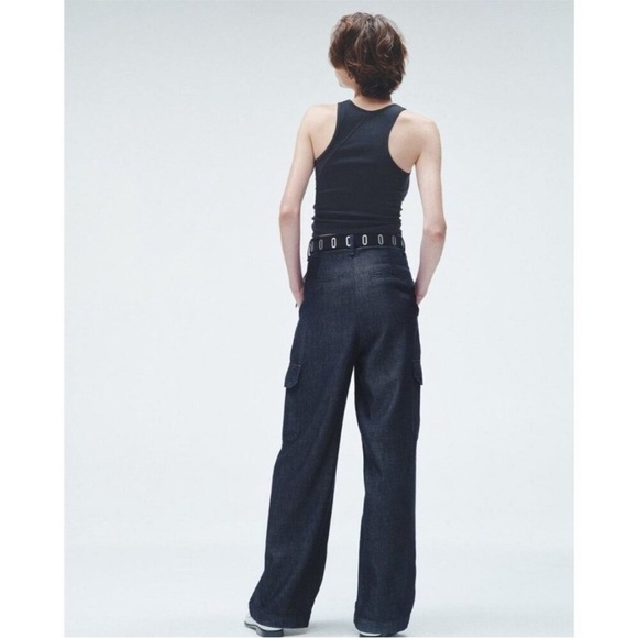 RAG AND BONE CHAMBRAY CASSIDY WIDE LEG TROUSER HIGH WAIST CARGO JEANS SIZE 32 - Picture 14 of 14